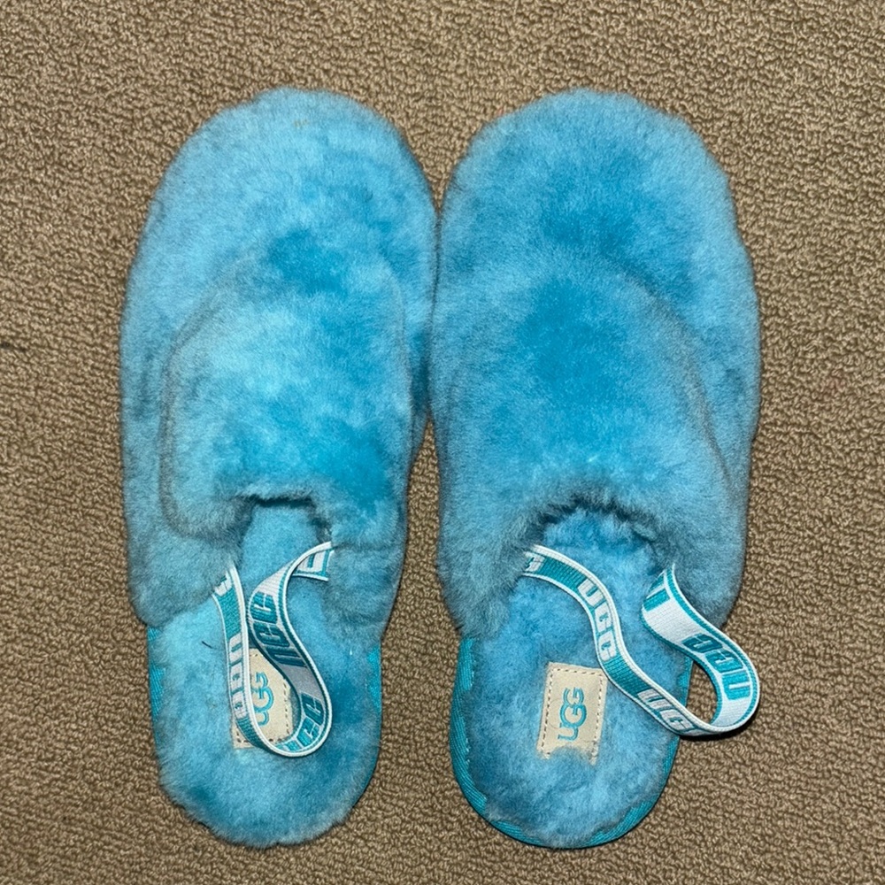 UGG Plush Blue Slippers
